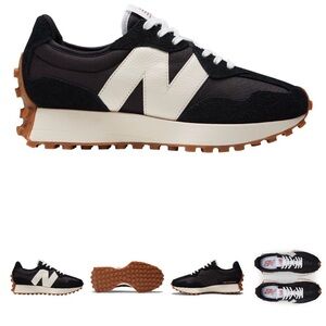 New Balance 327 Black and Cream Sneakers